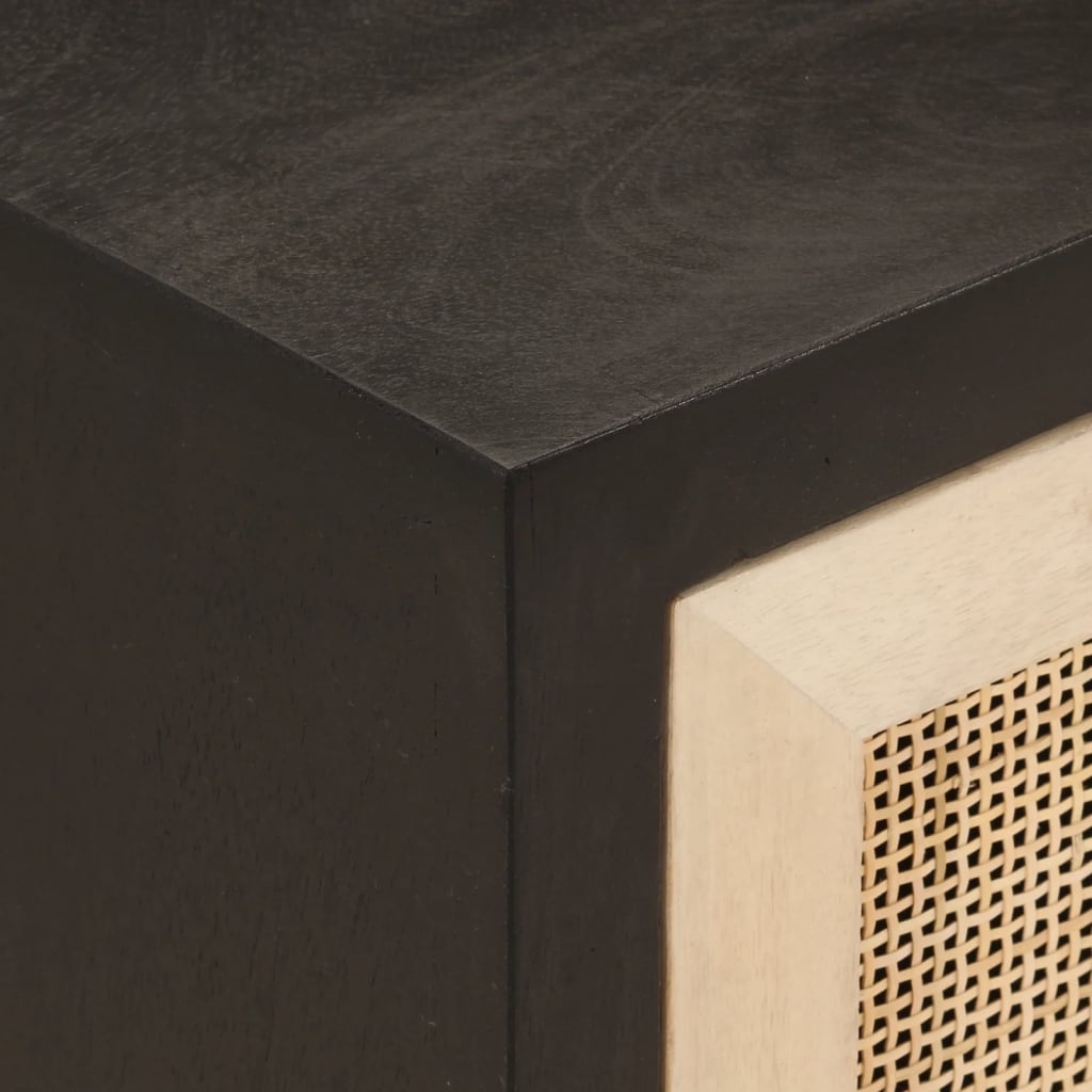 Table de chevet noir 40x30x50 cm bois massif manguier et fer - XIOS