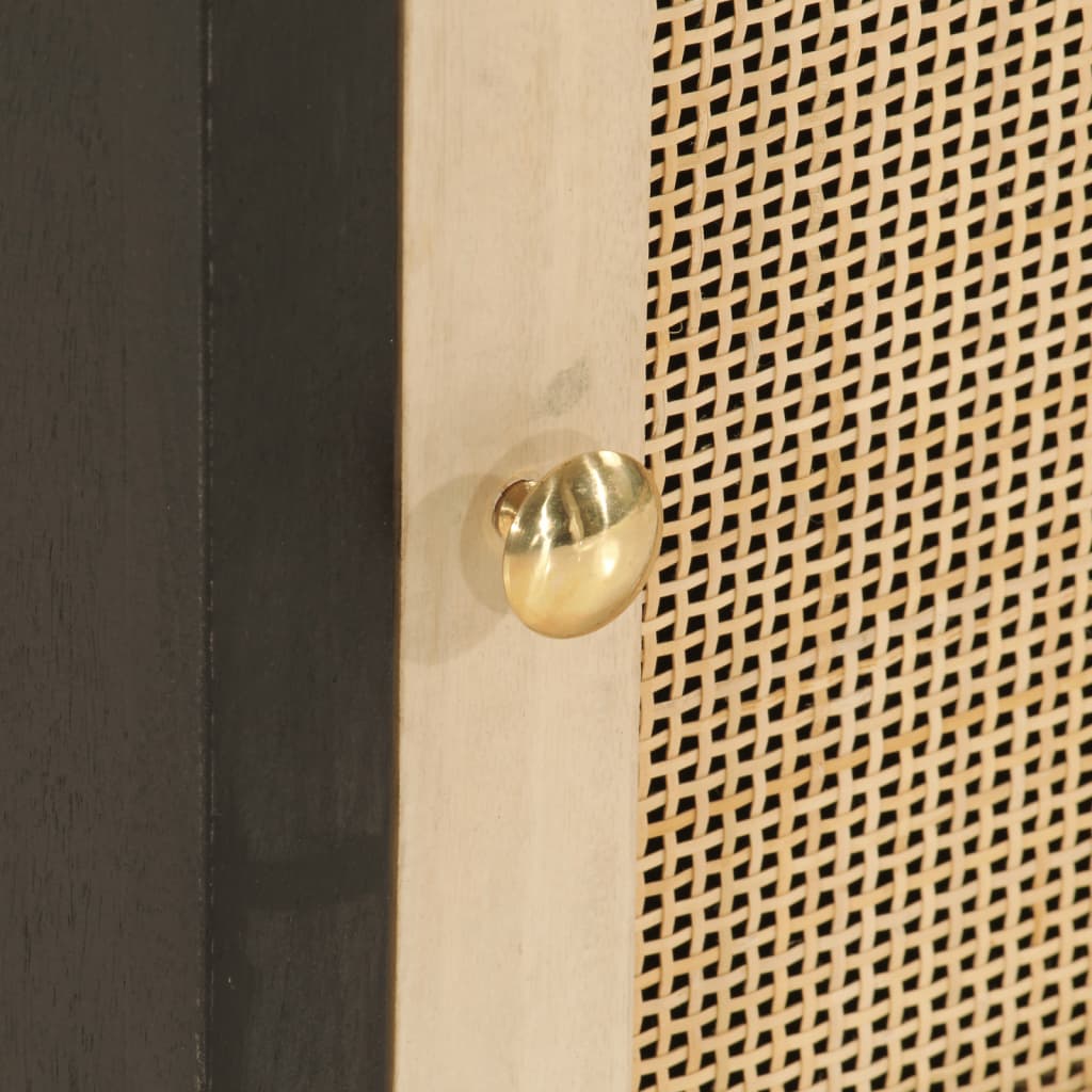 Table de chevet noir 40x30x50 cm bois massif manguier et fer - XIOS