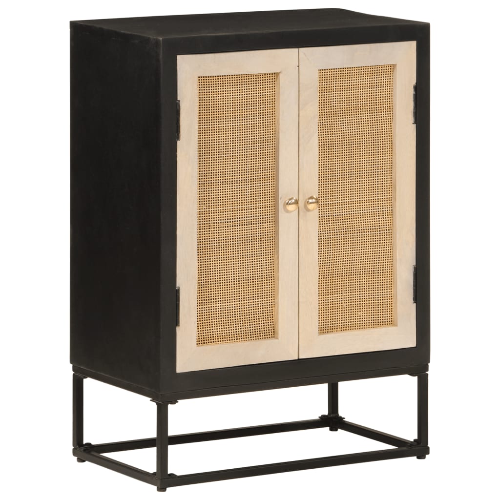 Buffet noir 55x30x76 cm bois massif de manguier et fer - XIOS