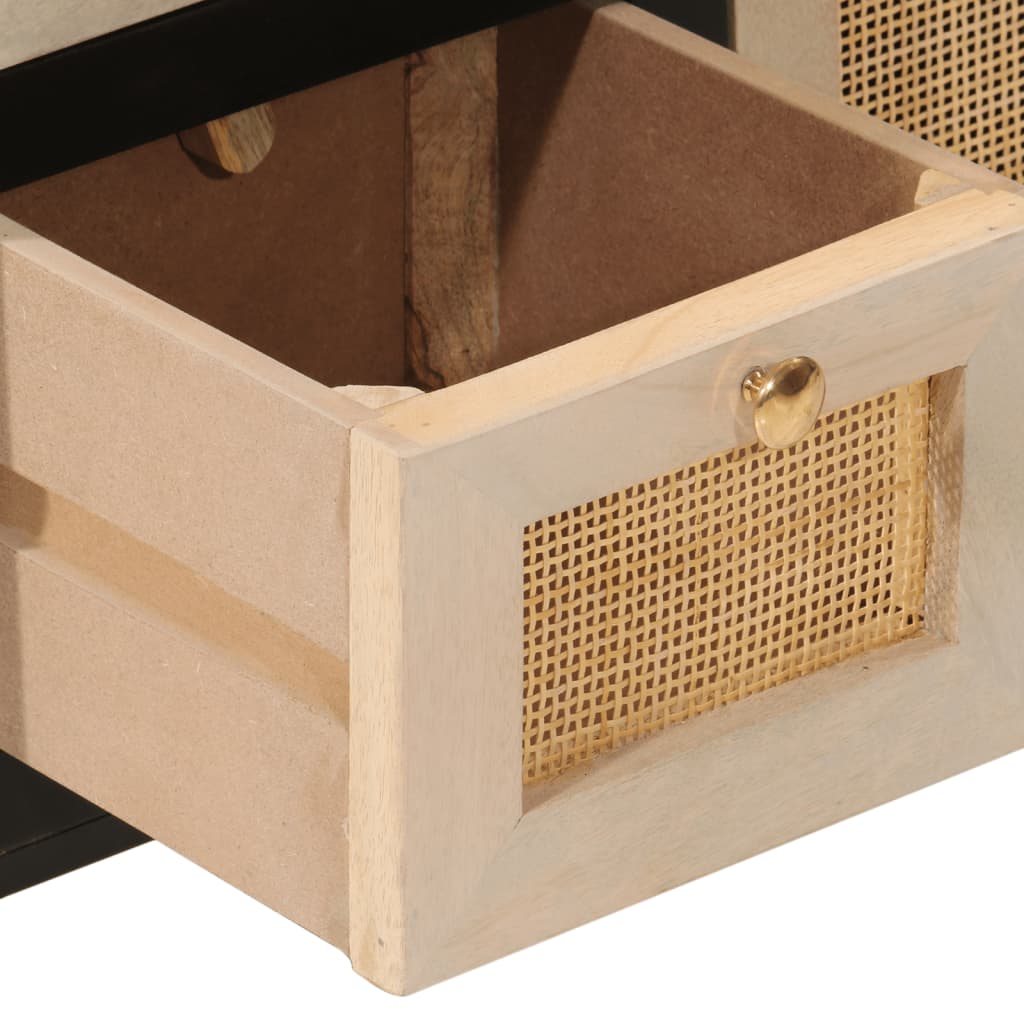 Buffet noir 55x30x76 cm bois massif de manguier et fer - XIOS