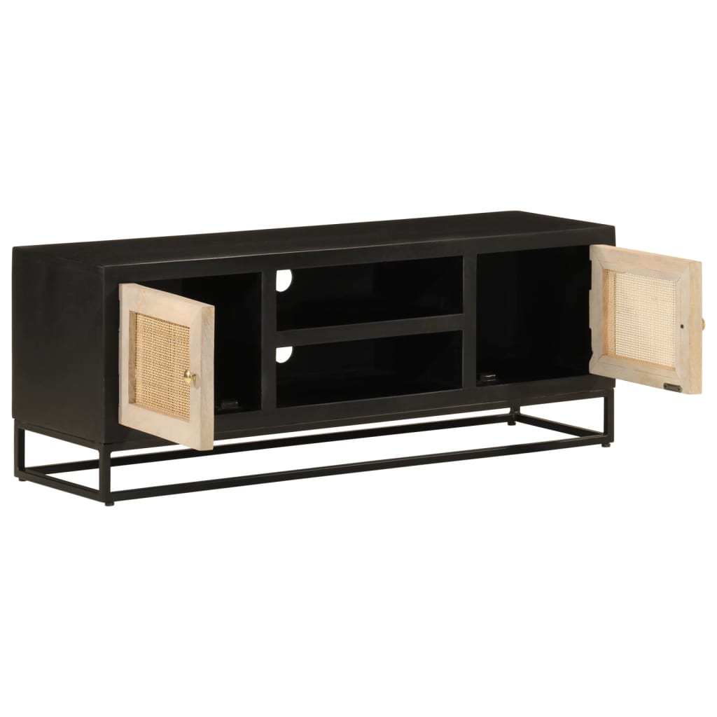 Meuble TV noir 110x30x40 cm bois massif de manguier et fer - XIOS
