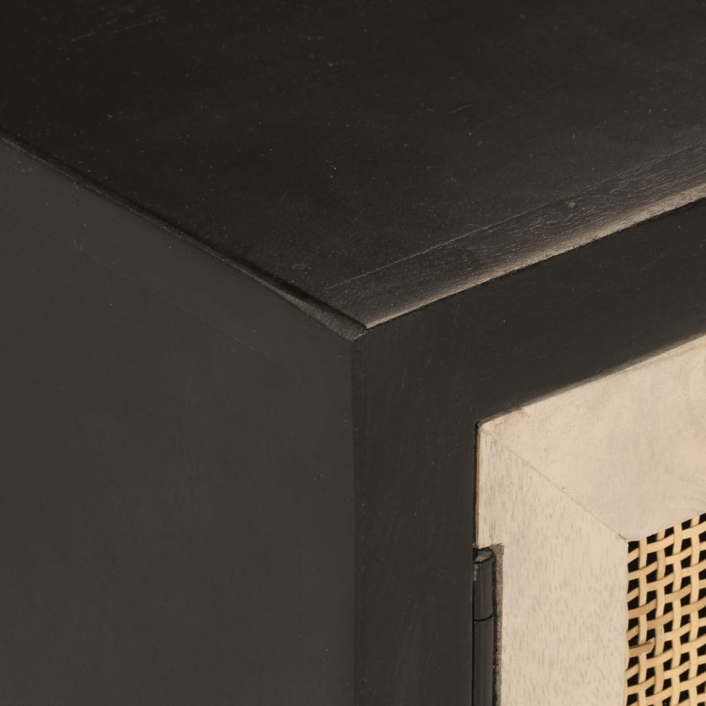 Meuble TV noir 110x30x40 cm bois massif de manguier et fer - XIOS