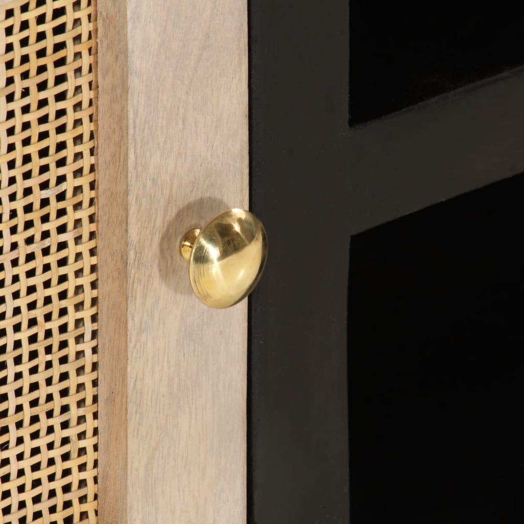 Meuble TV noir 110x30x40 cm bois massif de manguier et fer - XIOS