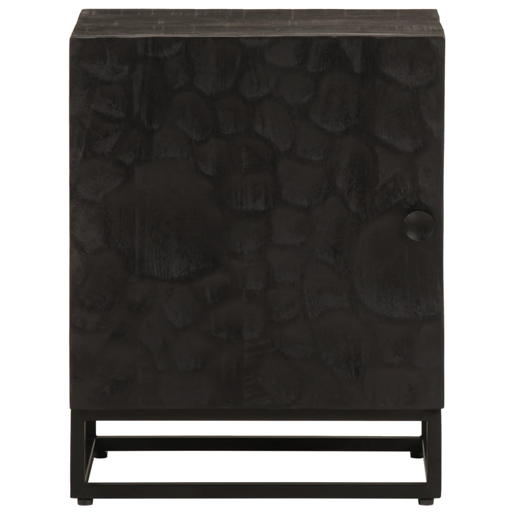 Table de chevet noir 40x30x50 cm bois massif manguier et fer - XIOS