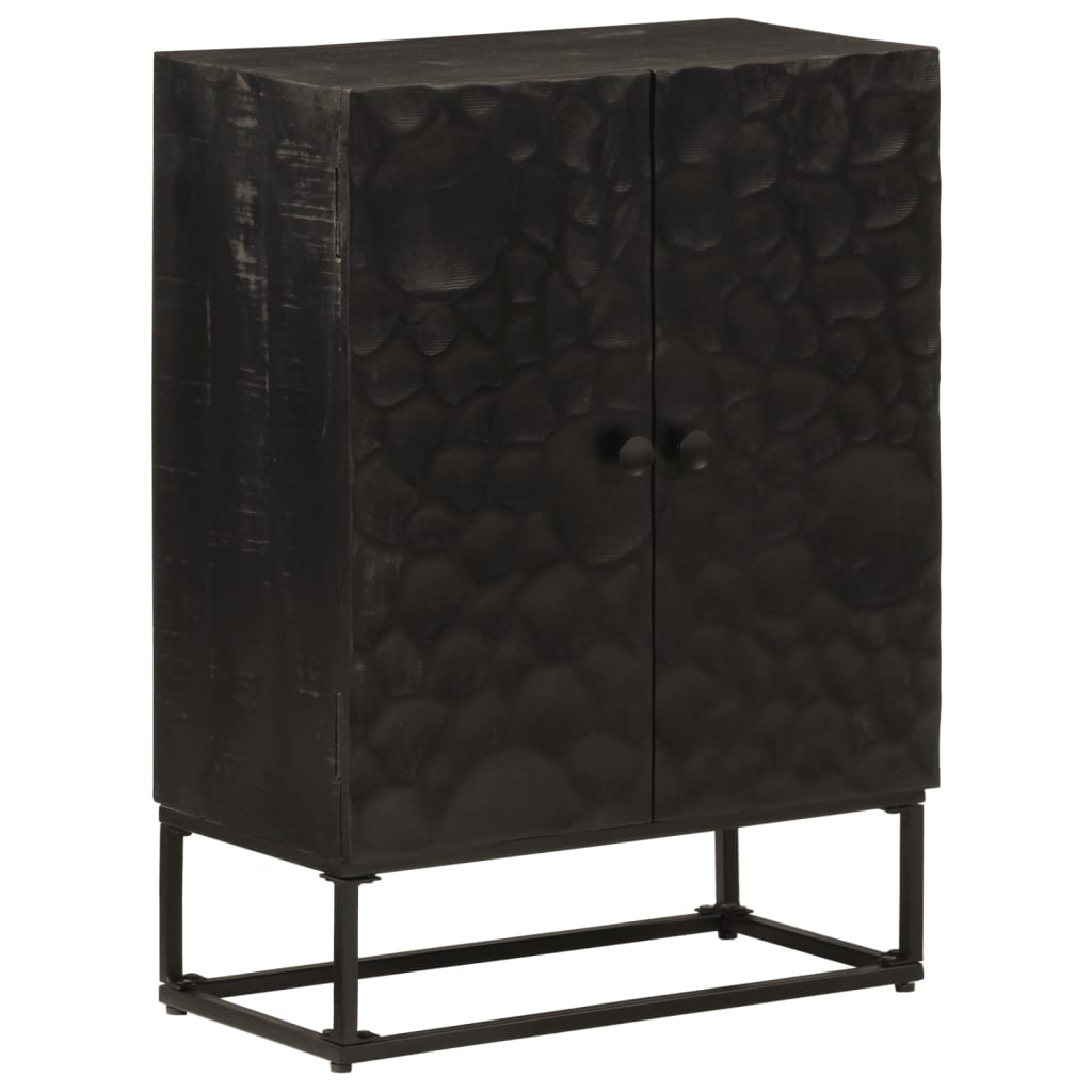 Buffet noir 55x30x76 cm bois massif de manguier et fer - XIOS