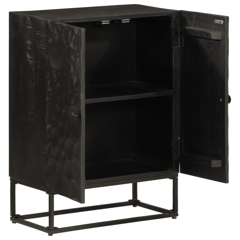 Buffet noir 55x30x76 cm bois massif de manguier et fer - XIOS