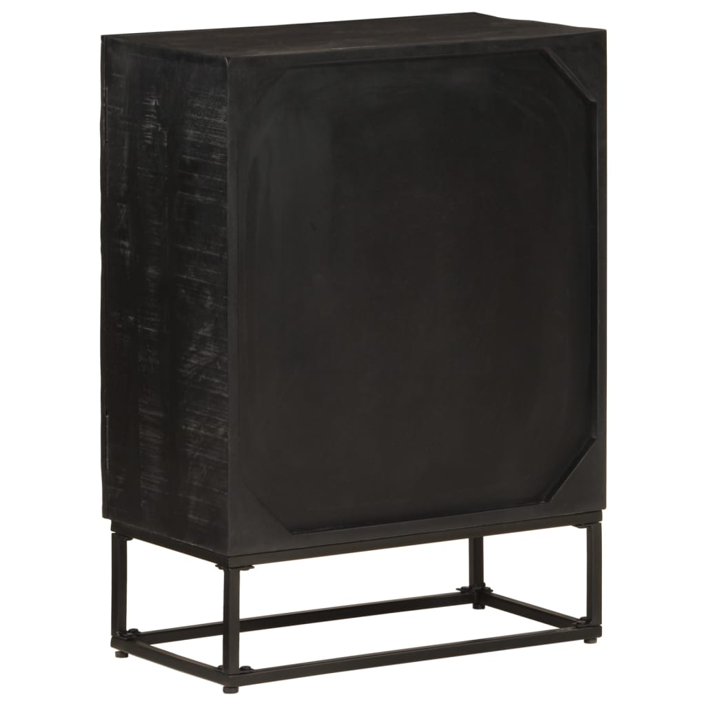 Buffet noir 55x30x76 cm bois massif de manguier et fer - XIOS