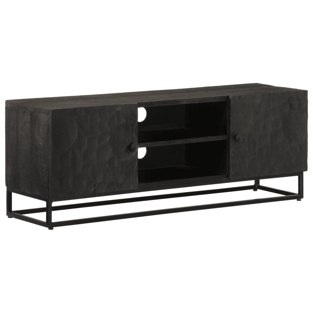 Meuble TV noir 110x30x40 cm bois massif de manguier et fer - XIOS