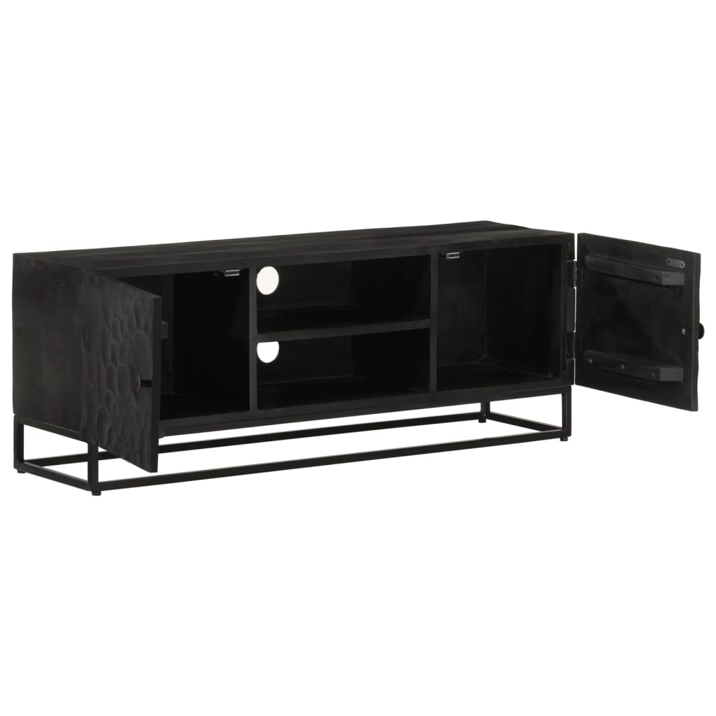 Meuble TV noir 110x30x40 cm bois massif de manguier et fer - XIOS