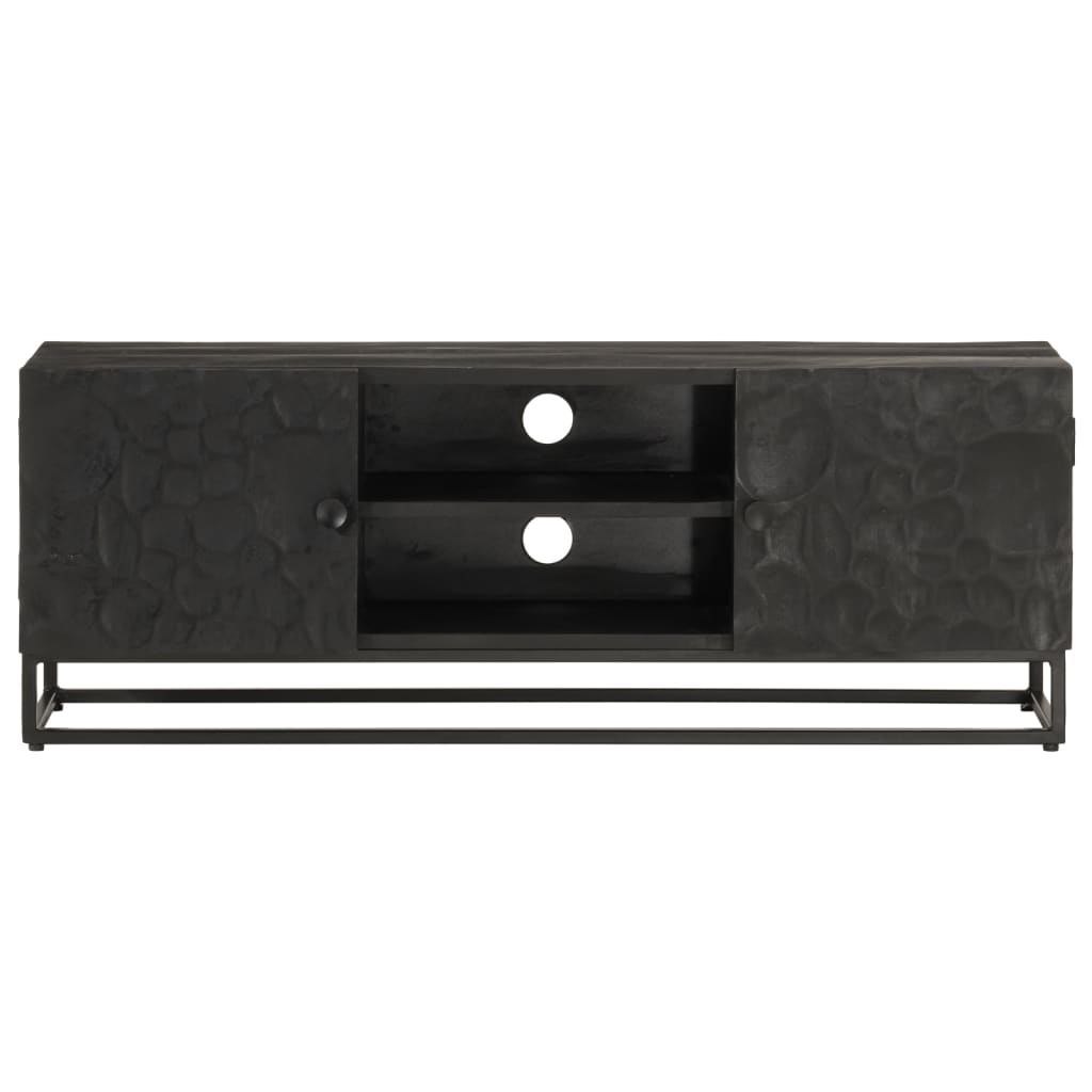 Meuble TV noir 110x30x40 cm bois massif de manguier et fer - XIOS