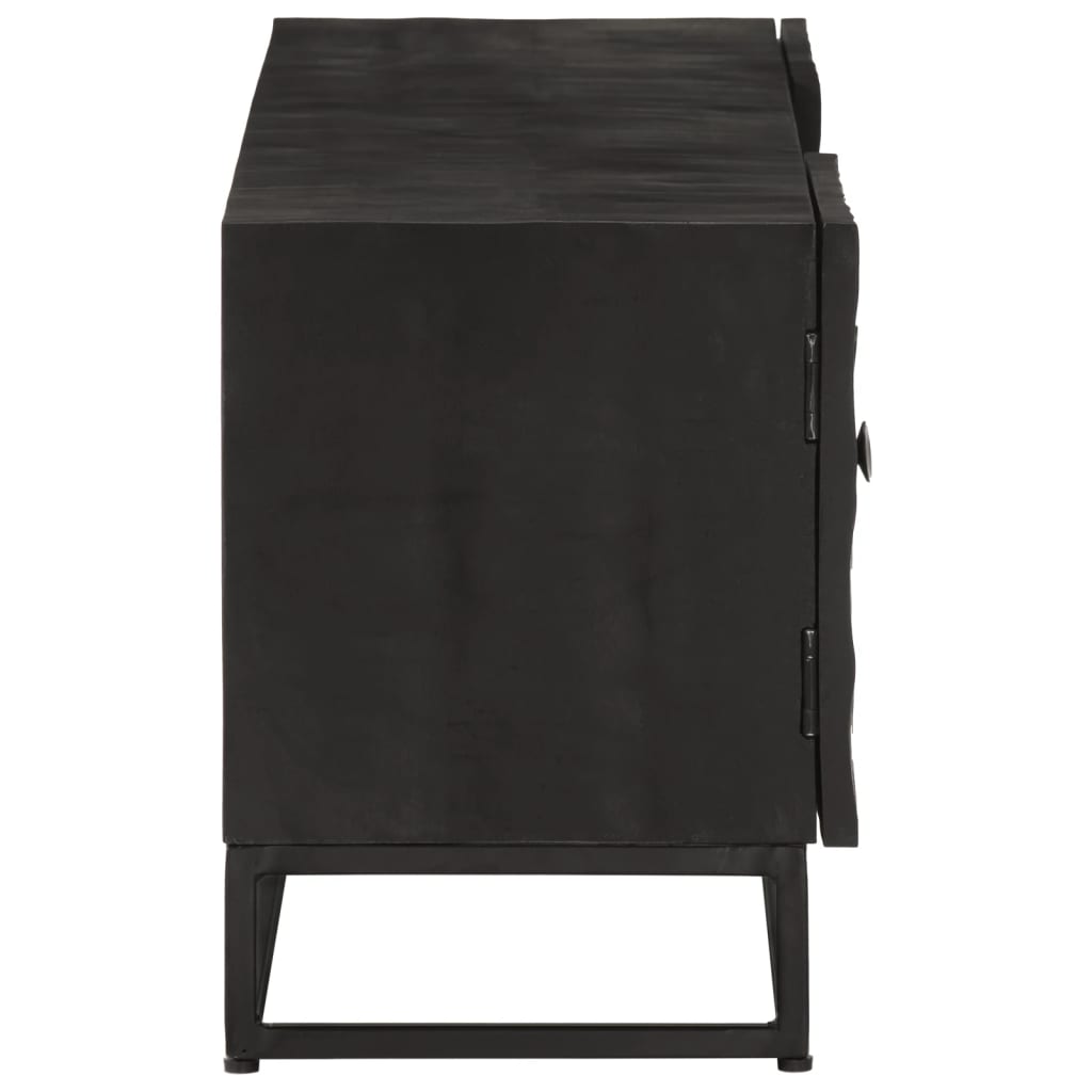 Meuble TV noir 110x30x40 cm bois massif de manguier et fer - XIOS