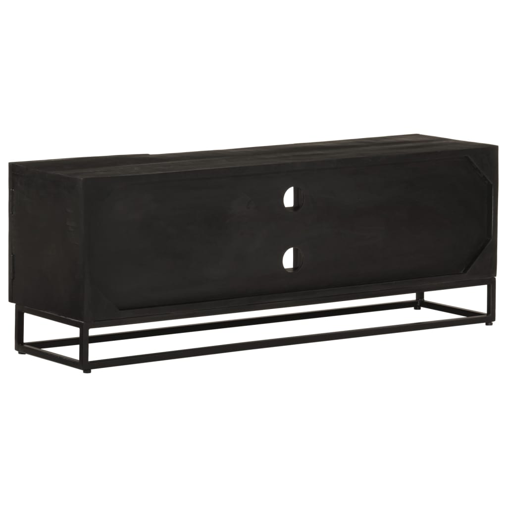 Meuble TV noir 110x30x40 cm bois massif de manguier et fer - XIOS