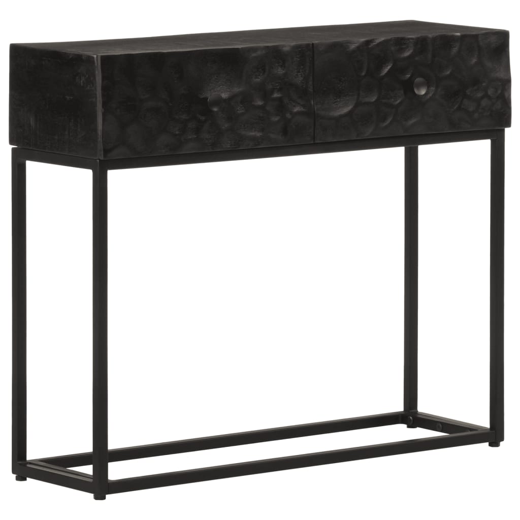 Table console noir 90x30x76 cm bois massif de manguier et fer - XIOS