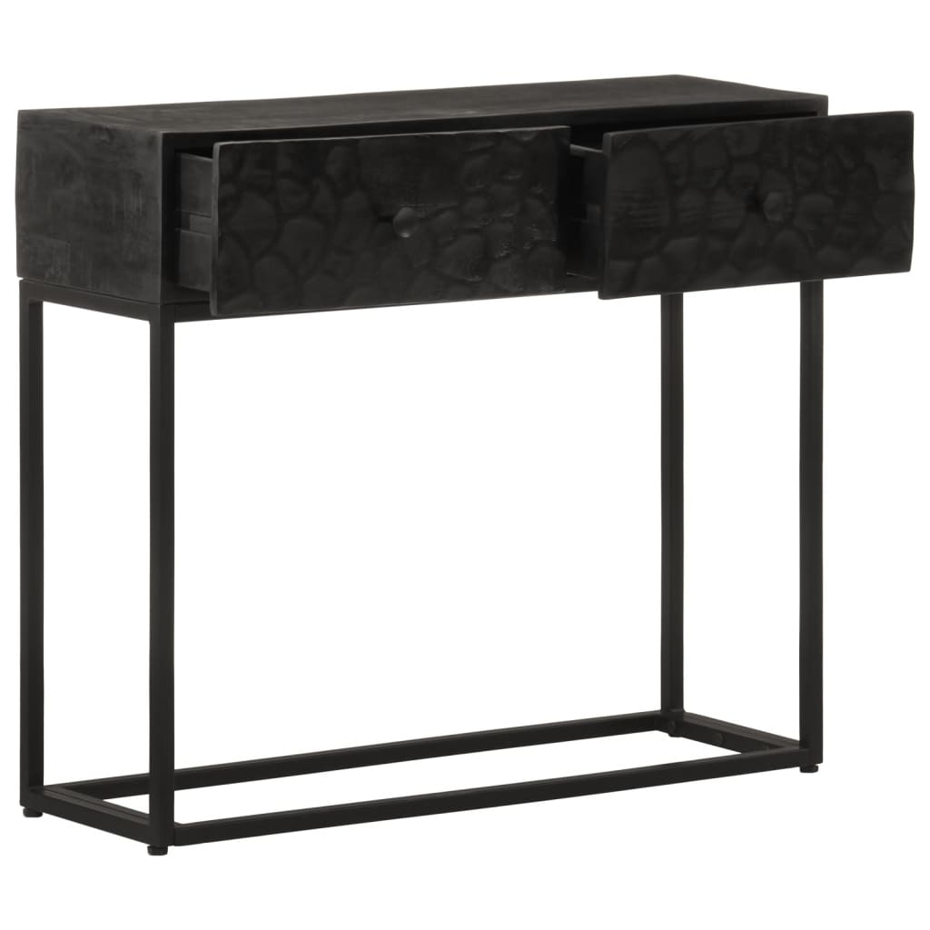 Table console noir 90x30x76 cm bois massif de manguier et fer - XIOS