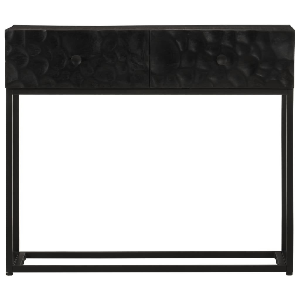 Table console noir 90x30x76 cm bois massif de manguier et fer - XIOS