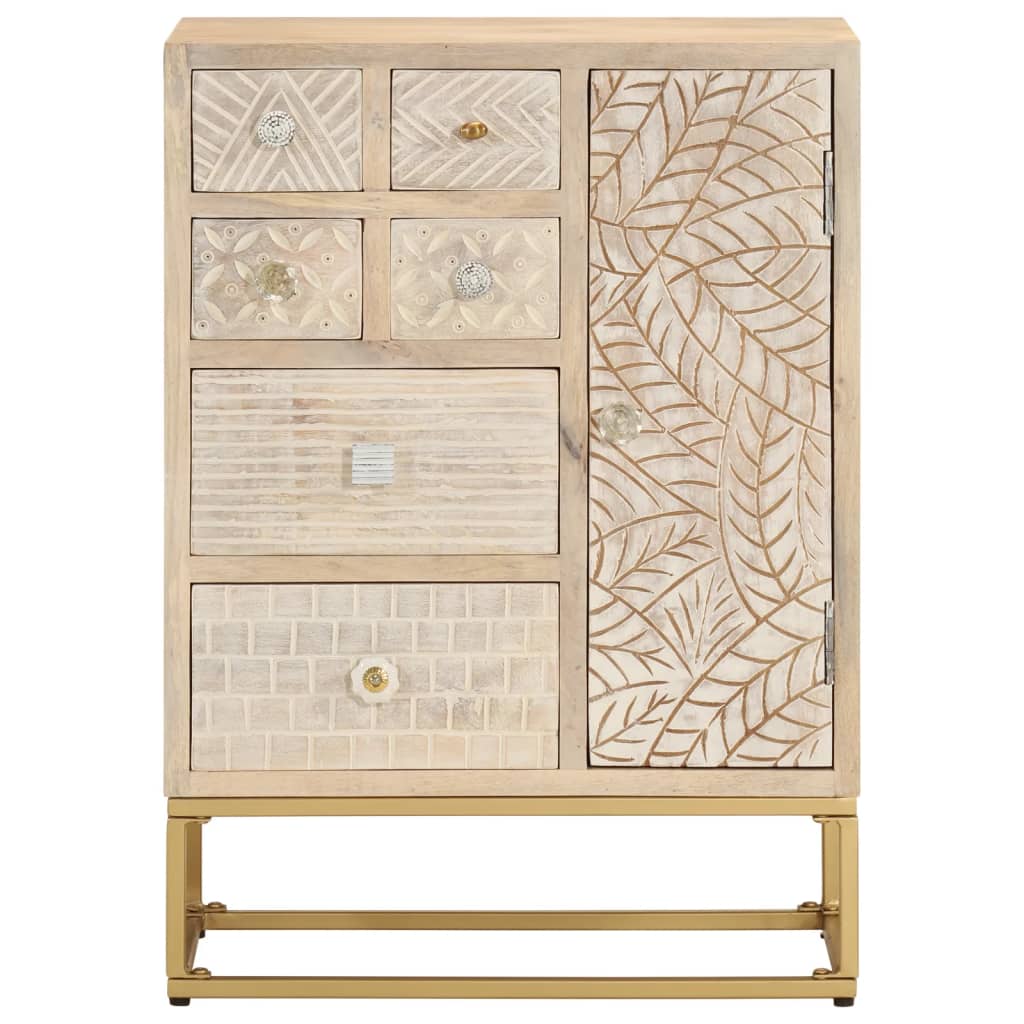 Buffet noir 55x30x76 cm bois massif de manguier et fer - XIOS