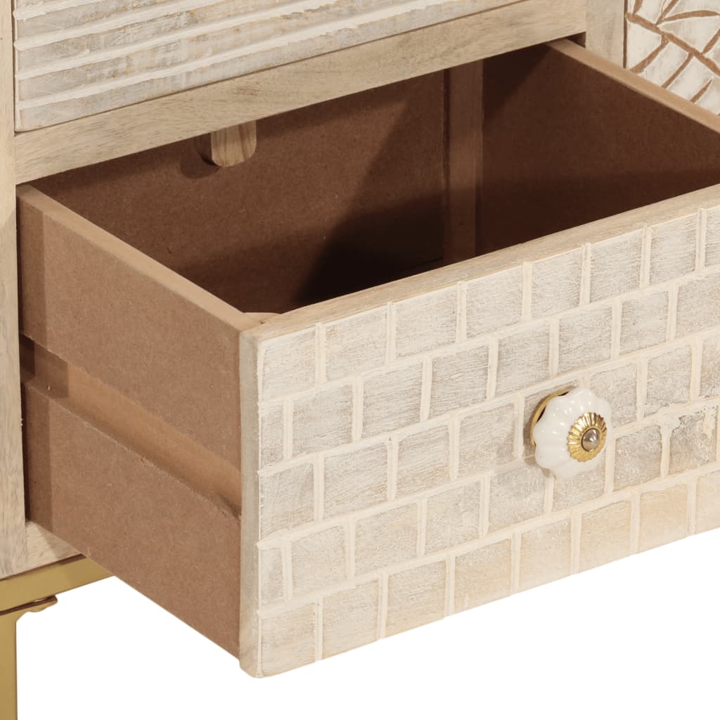 Buffet noir 55x30x76 cm bois massif de manguier et fer - XIOS