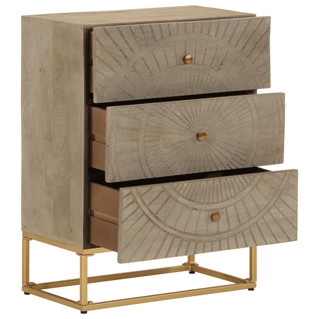 Commode 55x30x76 cm bois massif de manguier et fer - XIOS