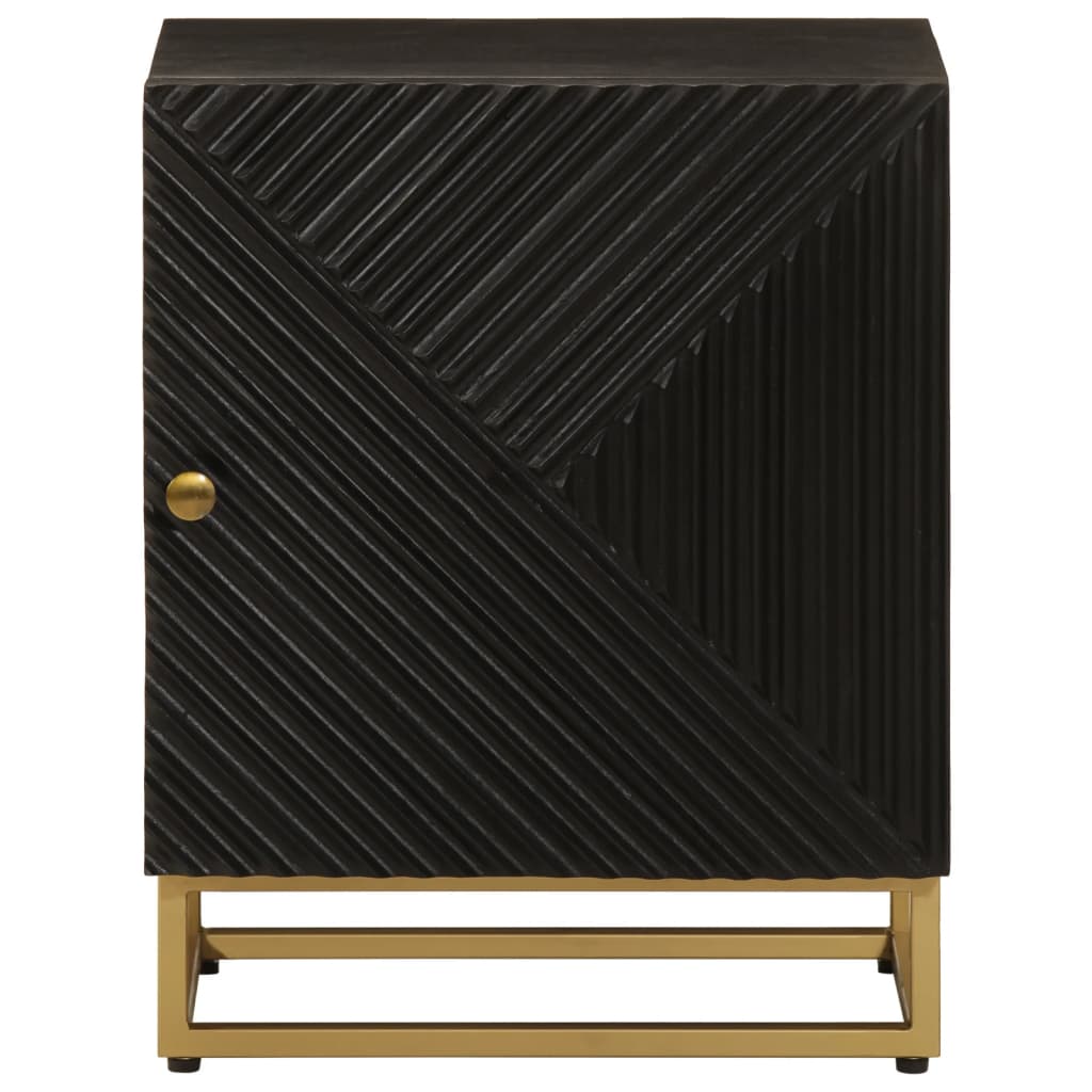 Table de chevet noir 40x30x50 cm bois massif manguier et fer - XIOS