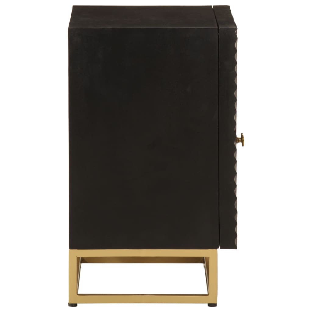 Table de chevet noir 40x30x50 cm bois massif manguier et fer - XIOS