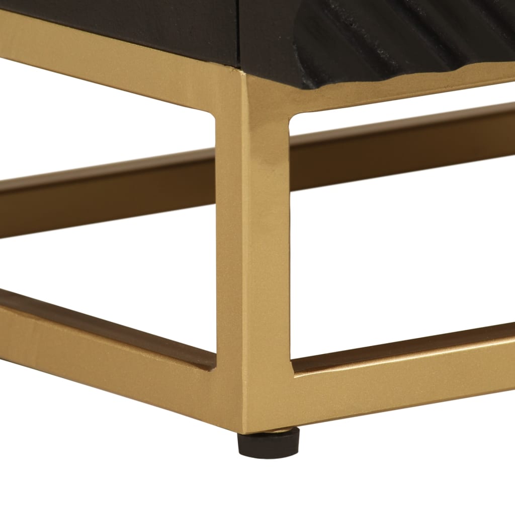 Table de chevet noir 40x30x50 cm bois massif manguier et fer - XIOS