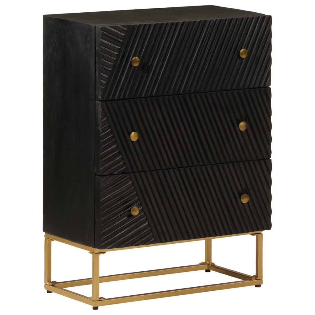 Commode noir 55x30x76 cm bois massif de manguier et fer - XIOS