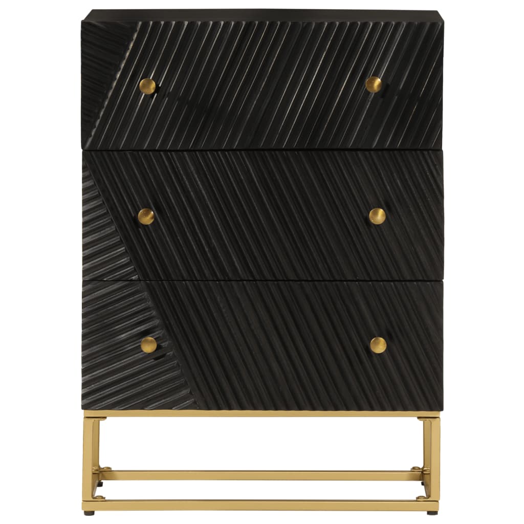 Commode noir 55x30x76 cm bois massif de manguier et fer - XIOS