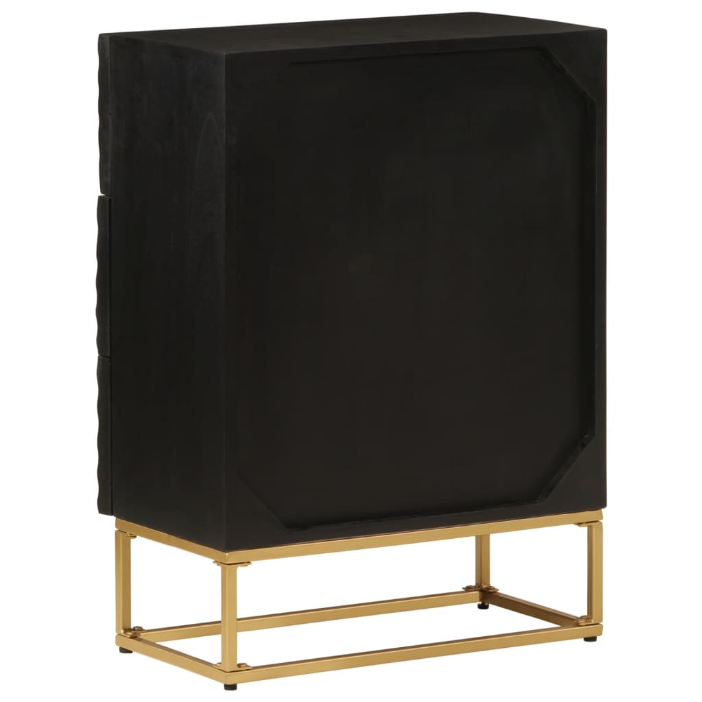 Commode noir 55x30x76 cm bois massif de manguier et fer - XIOS