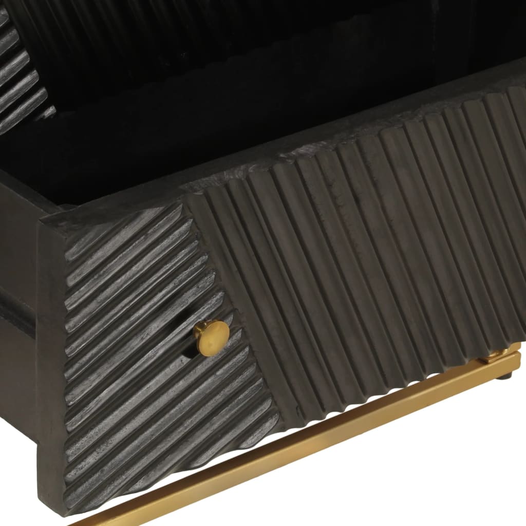 Commode noir 55x30x76 cm bois massif de manguier et fer - XIOS