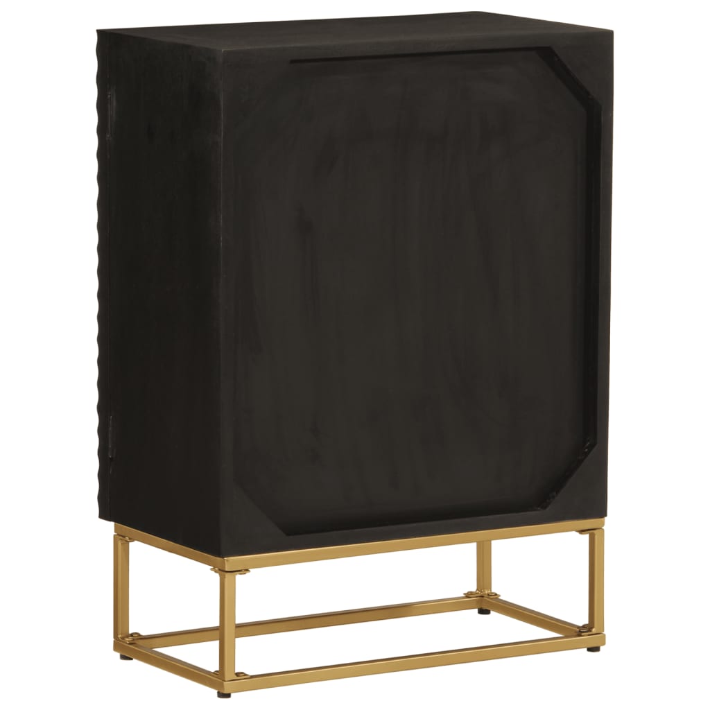Buffet noir 55x30x76 cm bois massif de manguier et fer - XIOS
