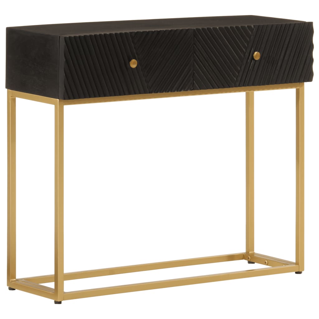 Table console noir 90x30x76 cm bois massif de manguier et fer - XIOS