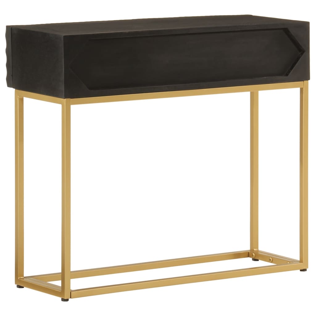 Table console noir 90x30x76 cm bois massif de manguier et fer - XIOS
