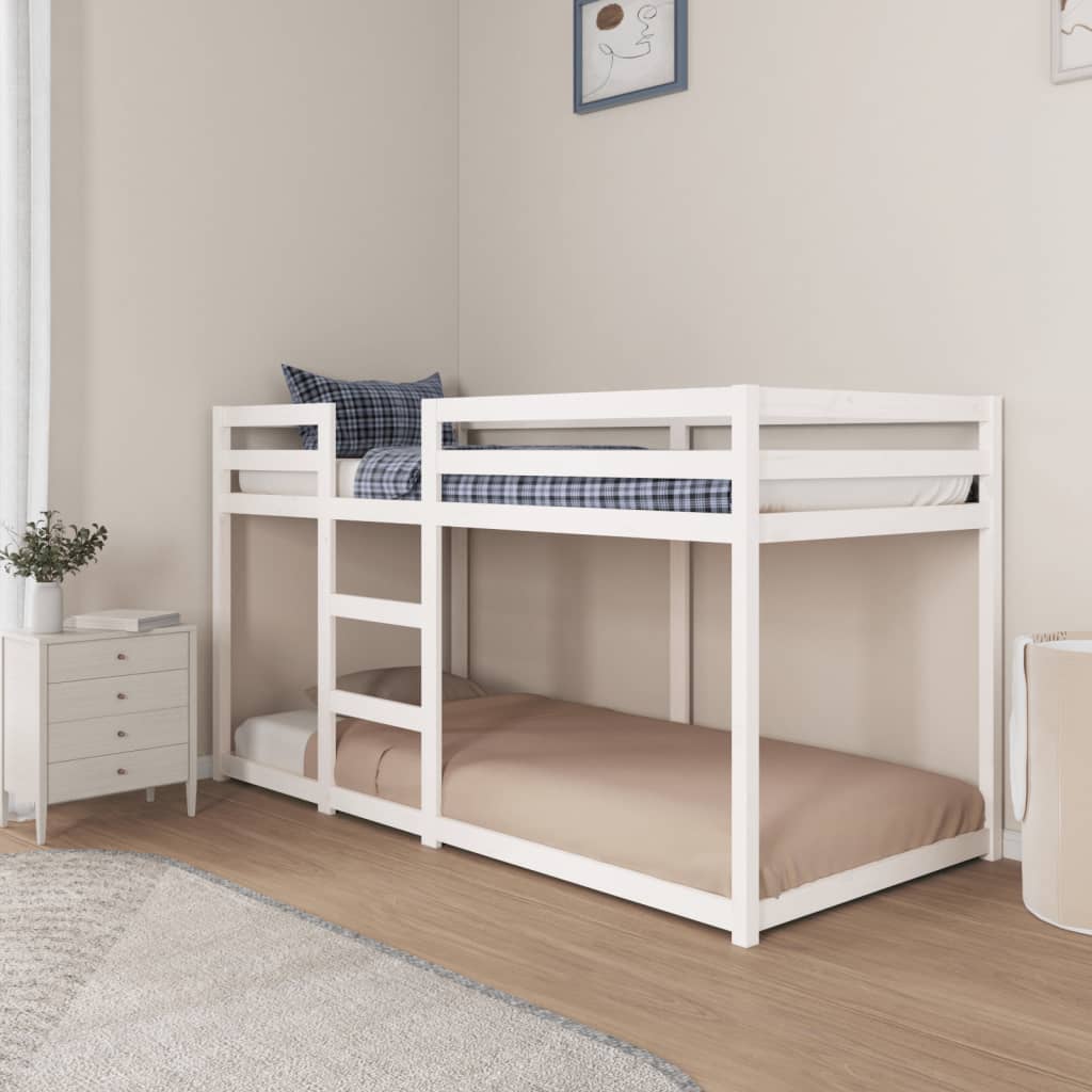 Lit superposé sans matelas blanc 90x200 cm bois de pin massif - XIOS