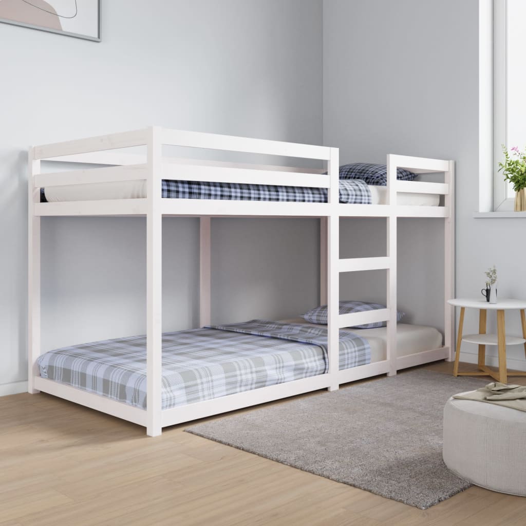 Lit superposé sans matelas blanc 90x200 cm bois de pin massif - XIOS