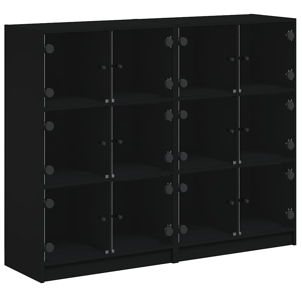Bibliothèque avec portes noir 136x37x109 cm bois d'ingénierie - XIOS