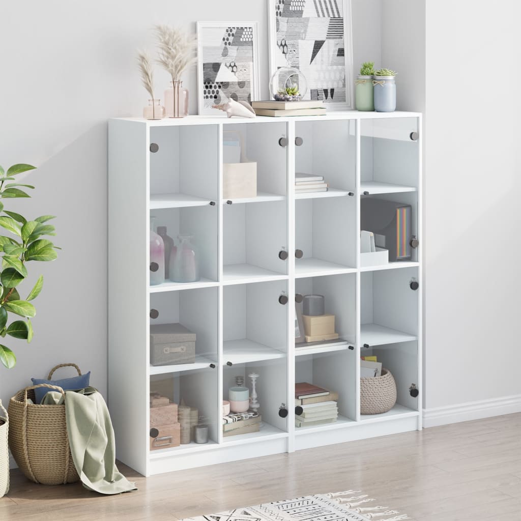 Bibliothèque avec portes blanc 136x37x142 cm bois d'ingénierie - XIOS