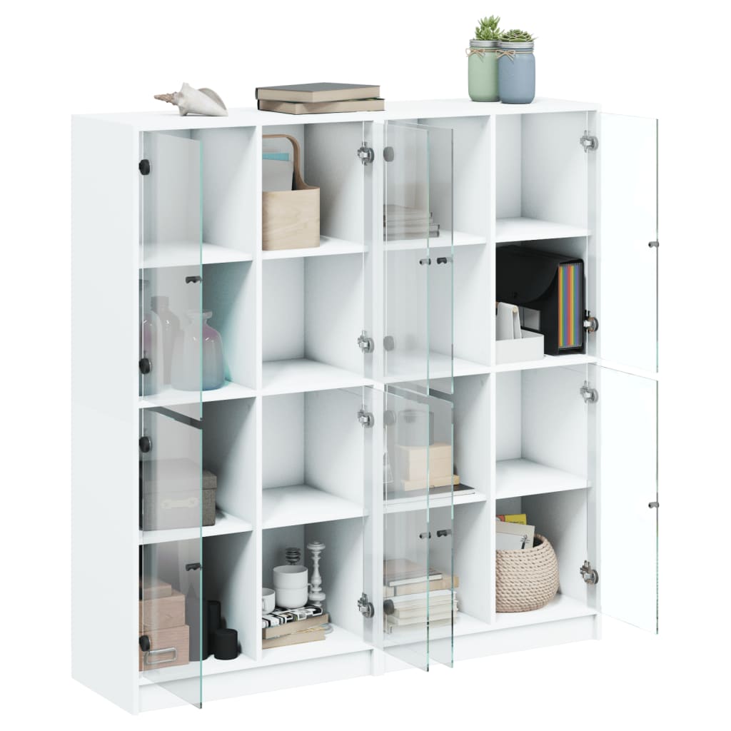 Bibliothèque avec portes blanc 136x37x142 cm bois d'ingénierie - XIOS