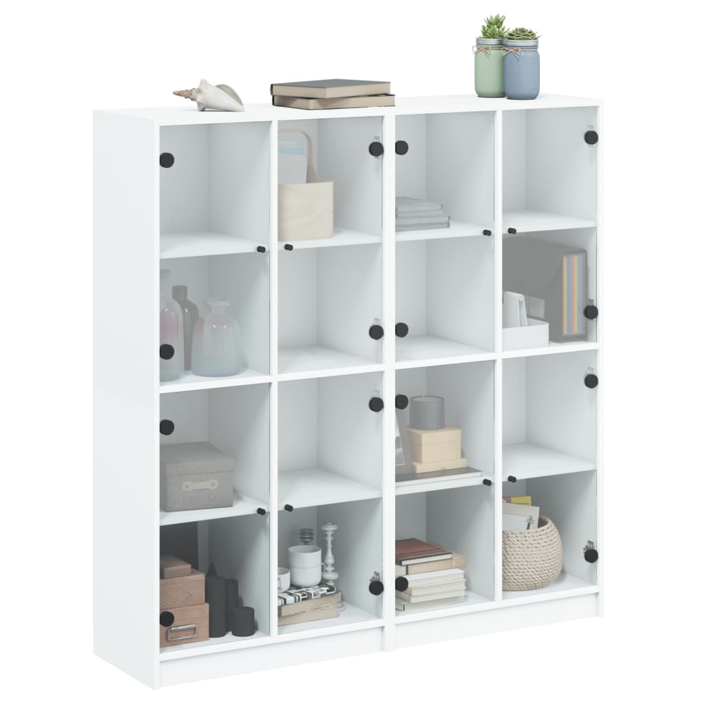 Bibliothèque avec portes blanc 136x37x142 cm bois d'ingénierie - XIOS