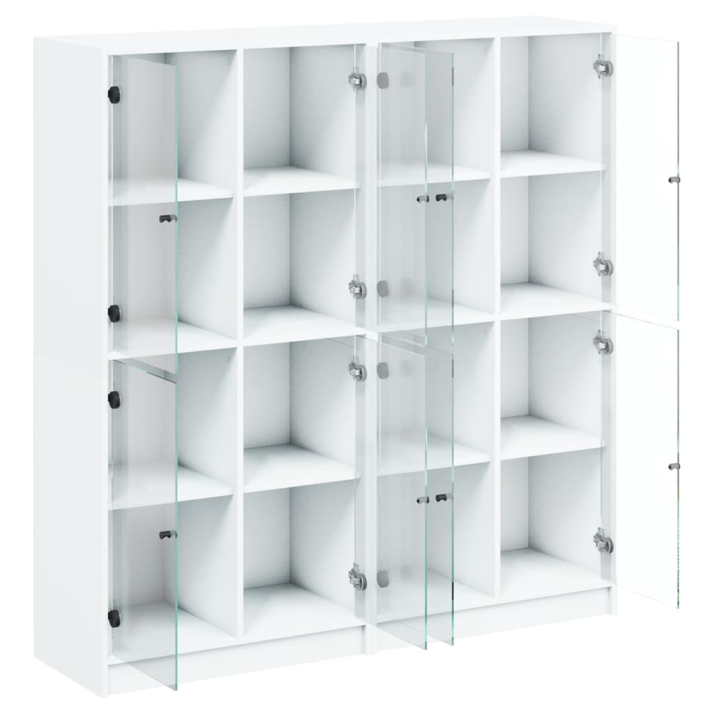 Bibliothèque avec portes blanc 136x37x142 cm bois d'ingénierie - XIOS