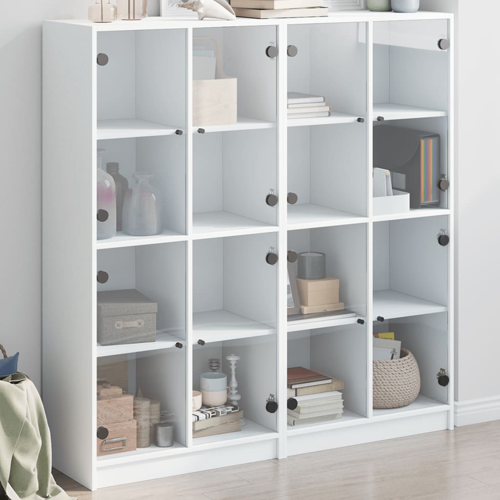 Bibliothèque avec portes blanc 136x37x142 cm bois d'ingénierie - XIOS
