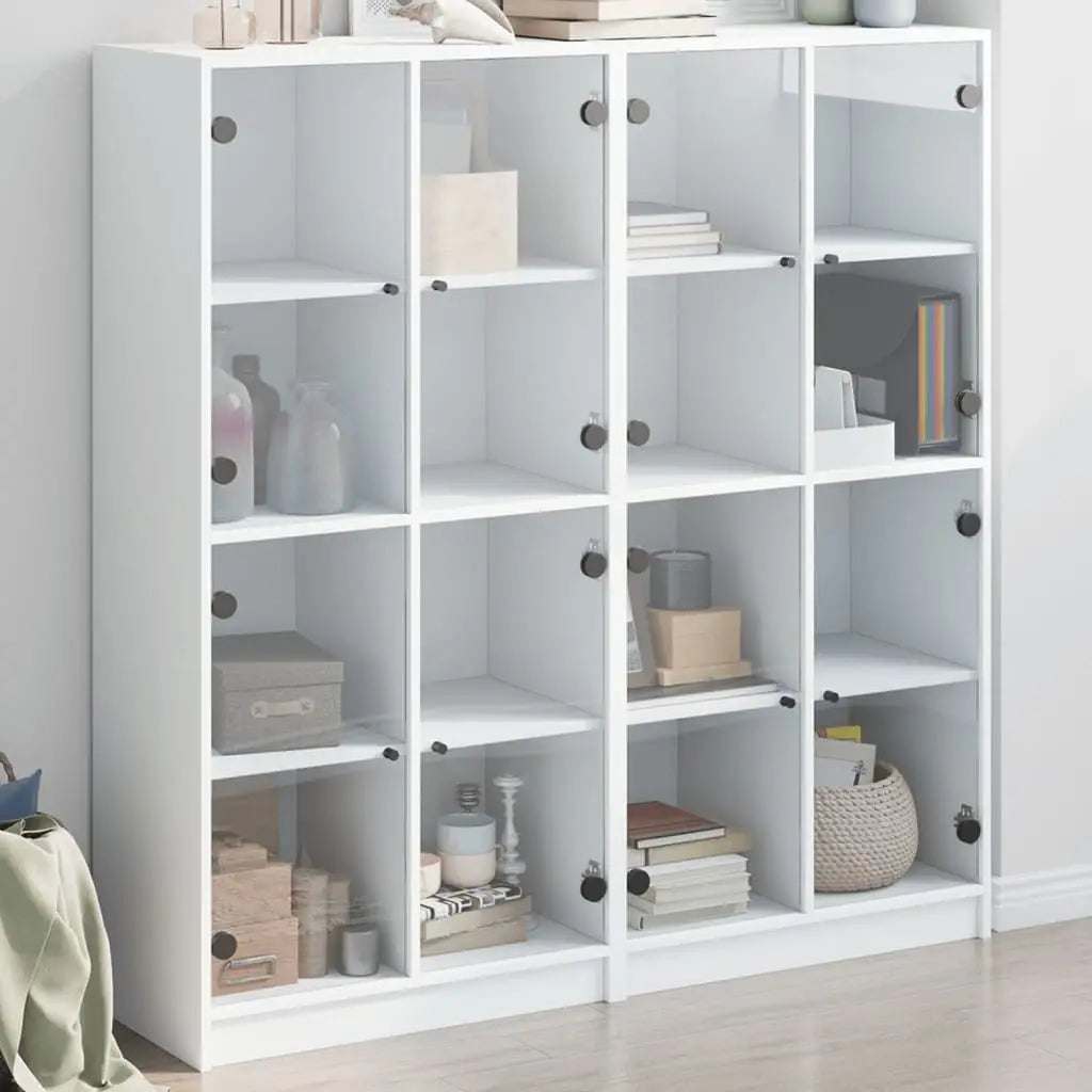 Bibliothèque avec portes blanc 136x37x142 cm bois d’ingénierie - XIOS