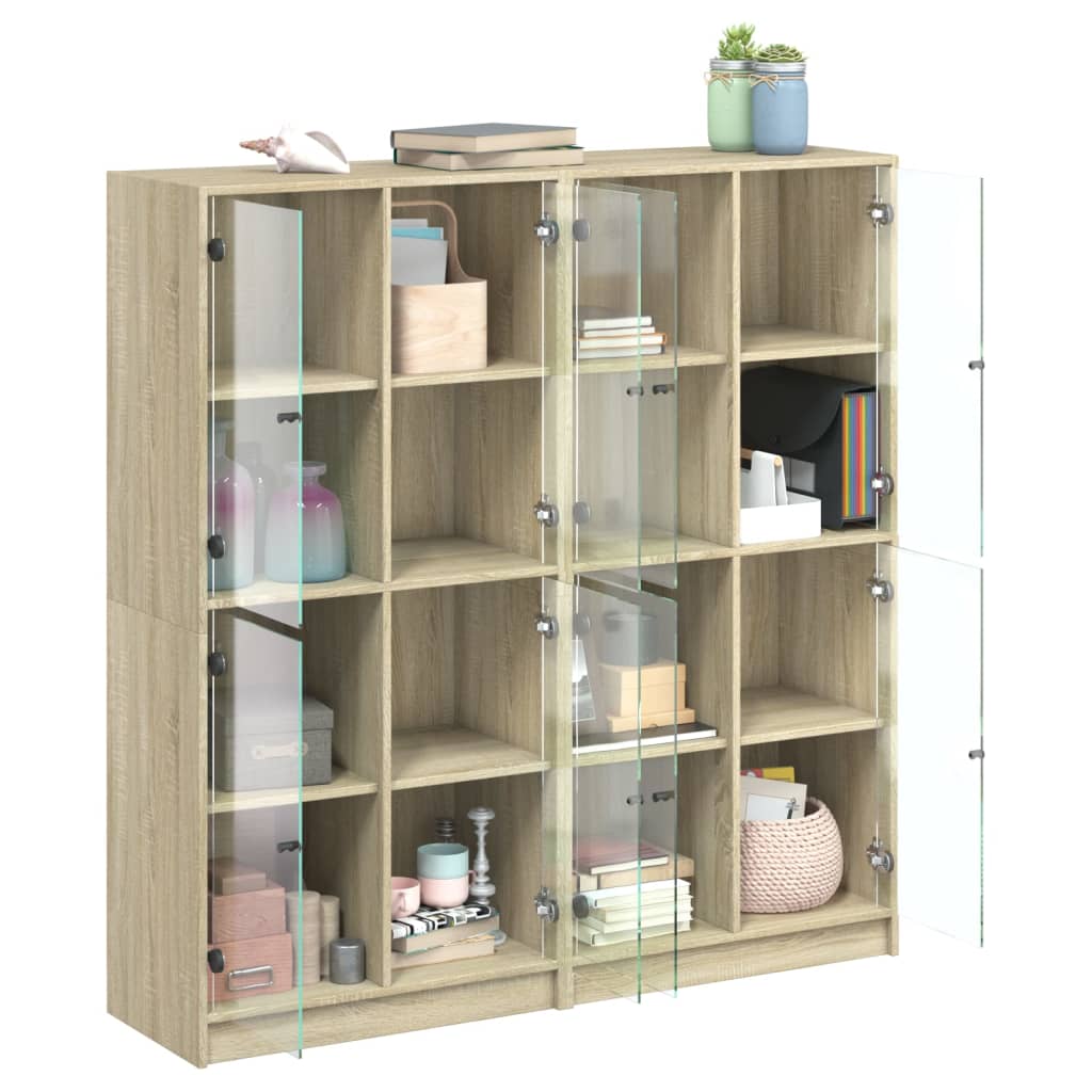 Bibliothèque avec portes chêne sonoma 136x37x142 cm - XIOS
