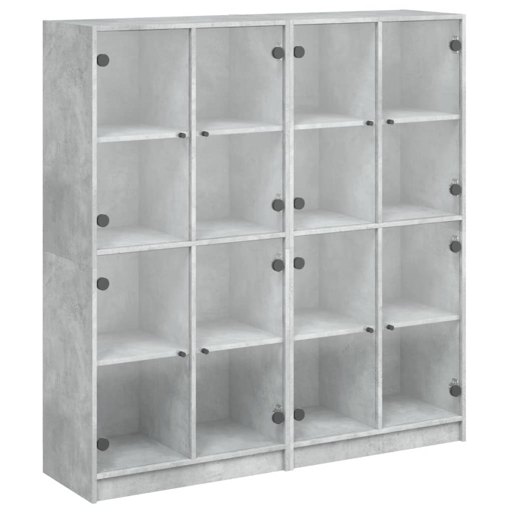 Bibliothèque avec portes gris béton 136x37x142 cm - XIOS