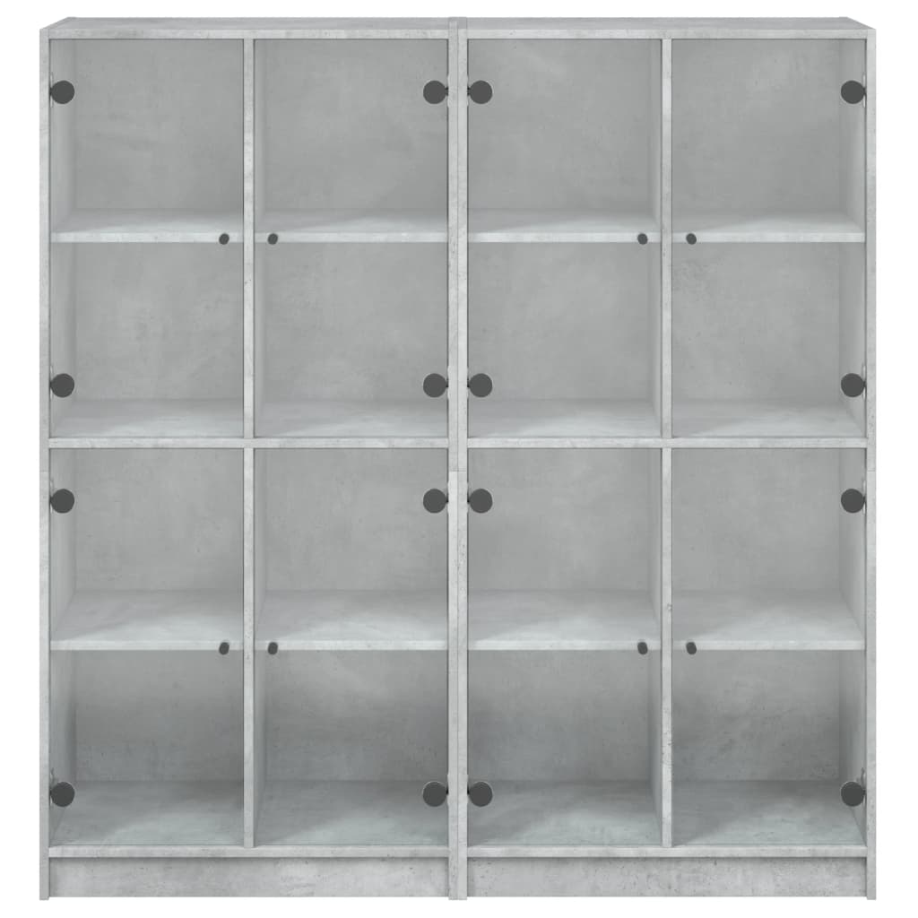 Bibliothèque avec portes gris béton 136x37x142 cm - XIOS