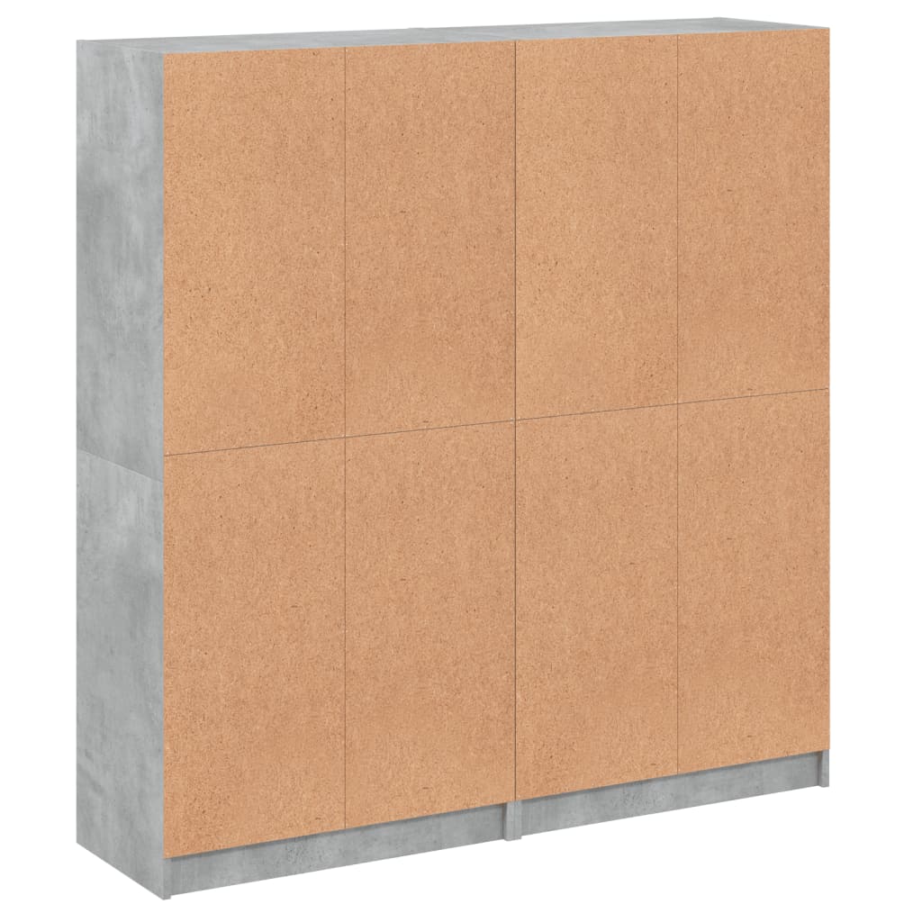 Bibliothèque avec portes gris béton 136x37x142 cm - XIOS