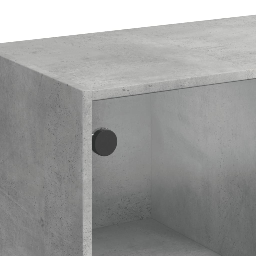 Bibliothèque avec portes gris béton 136x37x142 cm - XIOS