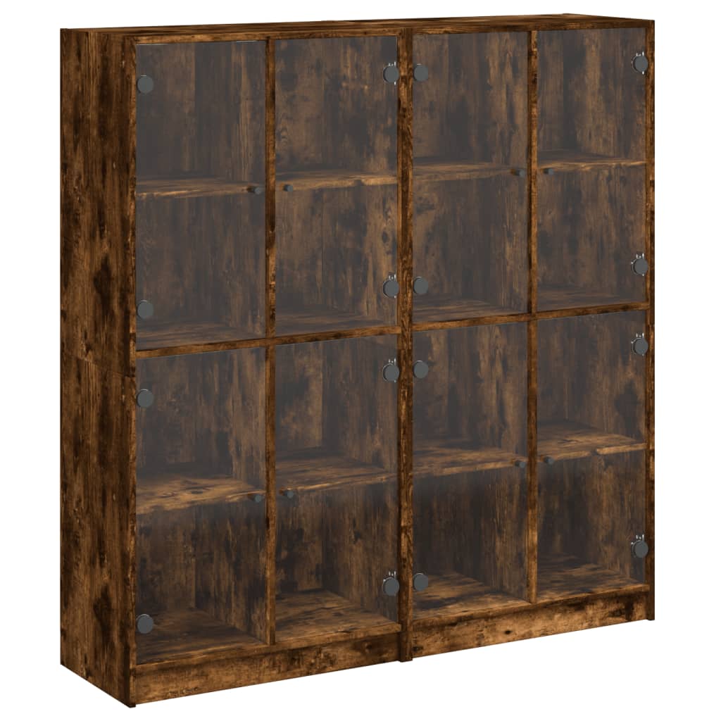 Bibliothèque avec portes chêne fumé 136x37x142 cm - XIOS