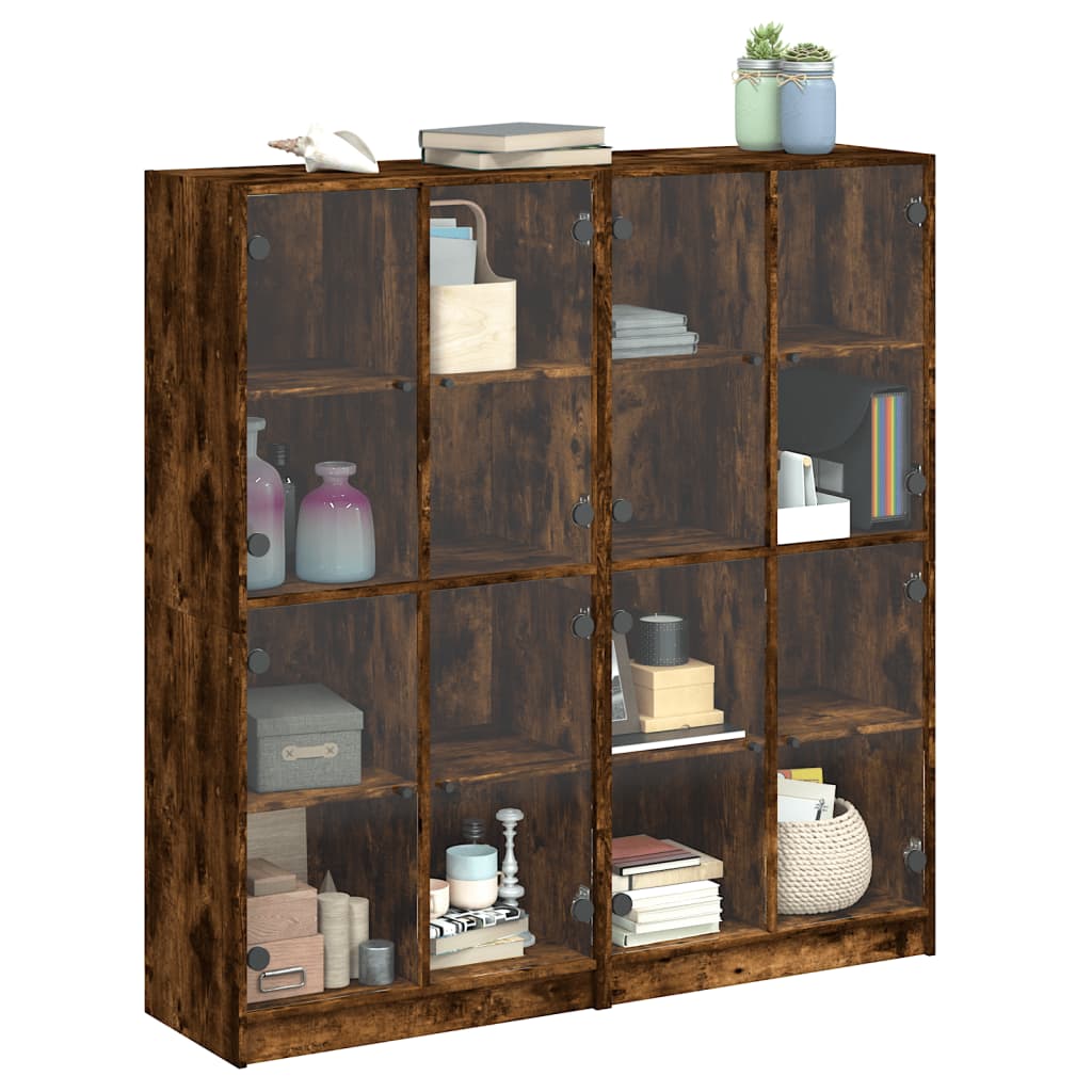 Bibliothèque avec portes chêne fumé 136x37x142 cm - XIOS