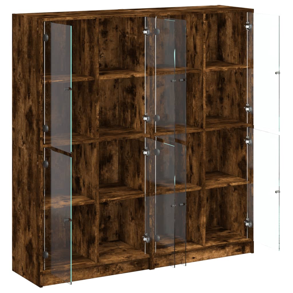 Bibliothèque avec portes chêne fumé 136x37x142 cm - XIOS