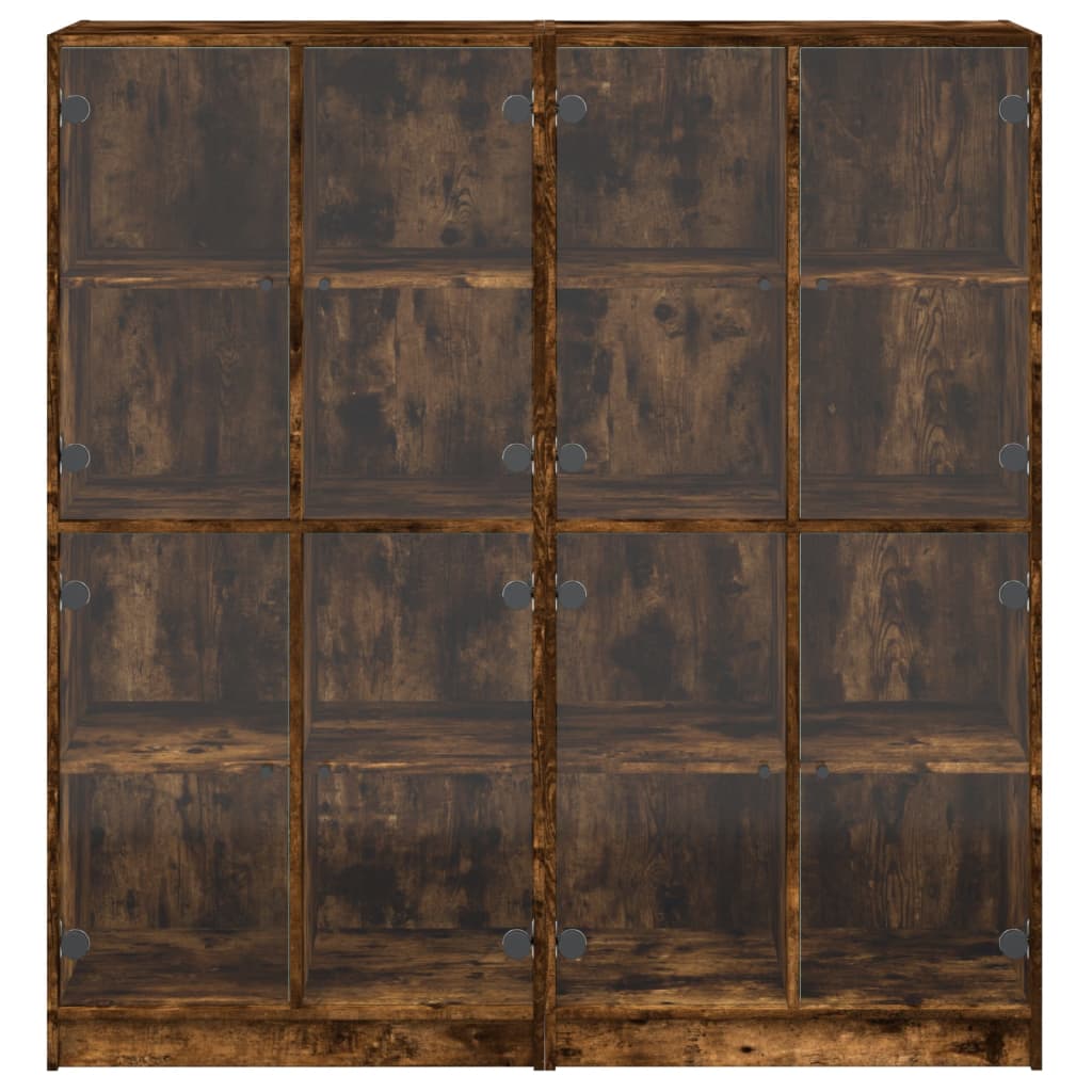 Bibliothèque avec portes chêne fumé 136x37x142 cm - XIOS